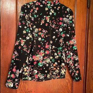 H&M Defined Shoulder Floral Black Women's Blouse XS